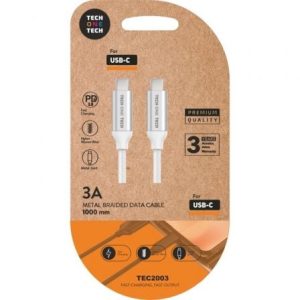 Cabo USB 2.0 Tipo-C Tech One Tech TEC2204/ USB Tipo-C Macho - USB Tipo-C Macho/ Até 20