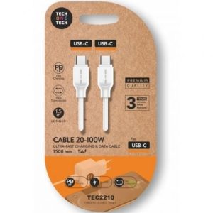 Cabo USB 2.0 Tipo-C Tech One Tech TEC2210/ USB Tipo-C Macho - USB Tipo-C Macho/ Até 100