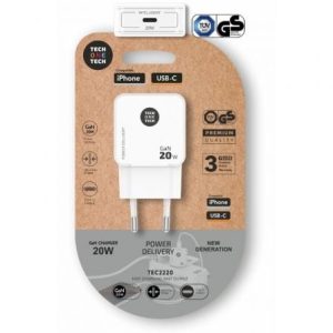 Carregador de Parede GaN Tech One Tech GaN TEC2220/ 1xUSB Tipo-C/ 20W/ Branco
