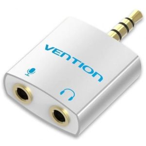 Adaptador Áudio Vention BDBW0/ Jack 3,5 Macho - 2x Jack 3,5 Fêmea/ Branco