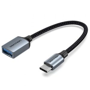 Cabo USB 2.0 Tipo-C Vention CCXHB/ USB Tipo-C Macho - USB Fêmea/ 15cm