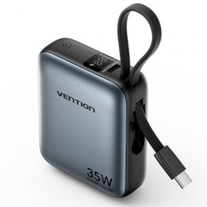 Powerbank 10000mAh Vention FHEH0/ 35W/ Cinzento/ Inclui Cabo USB Tipo-C
