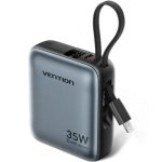 Powerbank 10000mAh Vention FHFN0/ 35W/ Cinzento/ Inclui Cabo USB Tipo-C e Lightning