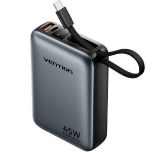 Powerbank 20000mAh Vention FHGH0/ 45W/ Cinzento/ Inclui Cabo USB Tipo-C