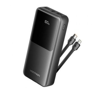 Powerbank 20000mAh Vention FHPB0/ 22.5W/ Preta/ Inclui Cabo USB Tipo-C e Lightning