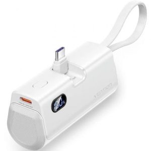 Powerbank 4800mAh Vention FHQW0/ 22.5W/ Branca/ Inclui Cabo USB Tipo-C e Lightning