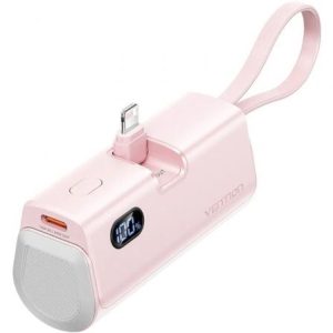 Powerbank 4800mAh Vention FHRP0/ 22.5W/ Rosa/ Inclui Cabo USB Tipo-C e Lightning