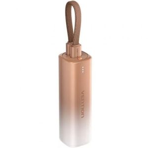 Powerbank 5000mAh Vention FHWJ0/ 20W/ Dourado/ Inclui Cabo USB Tipo-C e Lightning