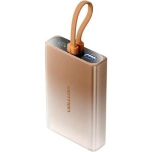 Powerbank 10000mAh Vention FHZJ0/ 22.5W/ Dourado/ Inclui Cabo USB Tipo-C e Lightning