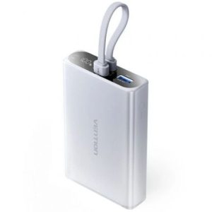 Powerbank 10000mAh Vention FHZM0/ 22.5W/ Cinzento/ Inclui Cabo USB Tipo-C e Lightning