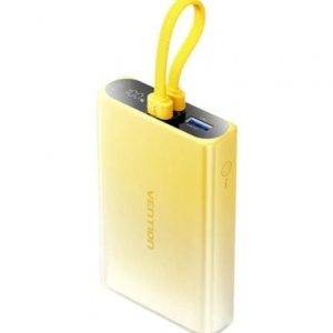 Powerbank 10000mAh Vention FHZY0/ 22.5W/ Amarelo/ Inclui Cabo USB Tipo-C e Lightning