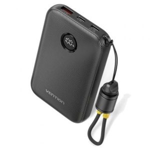 Powerbank 10000mAh Vention FKAB0-C/ 22.5W/ Preta/ Inclui Cabo USB Tipo-C