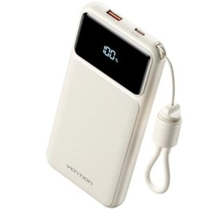 Powerbank 10000mAh Vention XGYW0-39-TY/ 22.5W/ Branca/ Inclui Cabo USB Tipo-C