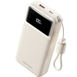 Powerbank 20000mAh Vention XGYW0-40-TY/ 22.5W/ Branca/ Inclui Cabo USB Tipo-C