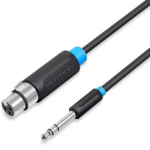 Cabo Estéreo Vention BBEBI/ Jack 6.5 Macho - XLR Fêmea/ 3m/ Preto