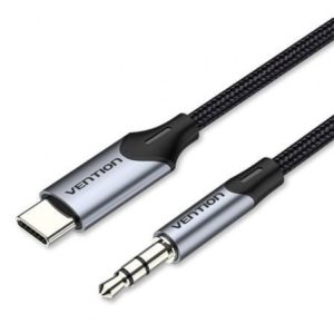 Cabo Conversor Áudio Vention BGKHF/ USB Tipo-C Macho - Jack 3.5 Macho/ 1m/ Cinzento