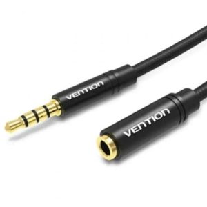 Cabo Estéreo Vention BHBBI/ Jack 3.5 Macho - Jack 3.5 Fêmea/ 3m/ Preto