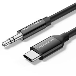 Cabo Conversor Áudio Vention BIFBF/ USB Tipo-C Macho - Jack 3.5 Macho/ 1m/ Cinzento