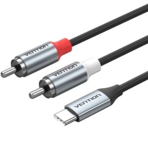 Cabo Estéreo Vention BIKHH/ USB Tipo-C Macho - 2x RCA Macho/ 2m/ Cinzento