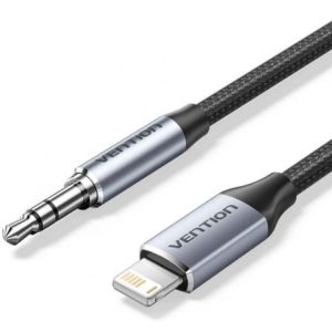 Adaptador Áudio Vention BMCHF/ Jack 3.5 Macho - Lightning Macho/ 1m/ Cinzento