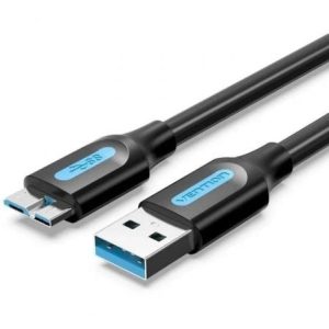 Cabo USB 3.0 Vention COPBC/ USB Macho - MicroUSB Macho/ Até 10W/ 5Gbps/ 25cm/ Pre