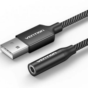 Conversor Vention CVEBC / Jack 3,5 Fêmea - USB Macho / 1m / Cinzento