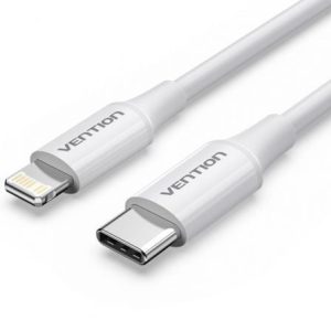 Cabo USB 2.0 Tipo-C Lightning Vention LAJWF/ USB Tipo-C Macho - Lightning Macho/ Até 27W/ 480Mbps/ 1m/ Branco
