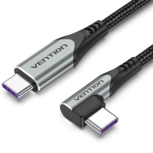 Cabo USB 2.0 Tipo-C 90º Vention TAKHF/ USB Tipo-C Macho - USB Tipo-C Macho/ Até 100W