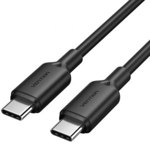 Cabo USB 2.0 Tipo-C 3A Vention TRCBH/ USB Tipo-C Macho - USB Tipo-C Macho/ Até 60W/ 480Mbps/ 2m/ Preto