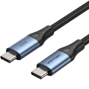 Cabo USB 2.0 Tipo-C 5A Vention TREBF/ USB Tipo-C Macho - USB Tipo-C Macho/ Até 240W/ 480Mbps/ 1m/ Azul e Preto