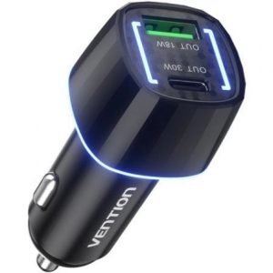 Carregador de Carro Vention FFRB0/ 1xUSB-Tipo C/ 1xUSB/ 48W