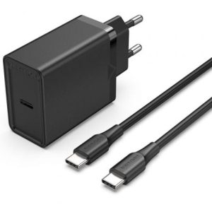 Carregador de Parede Vention FAHBF-EU/ 1xUSB Tipo-C + 2x Cabo USB Tipo-C/ 25W