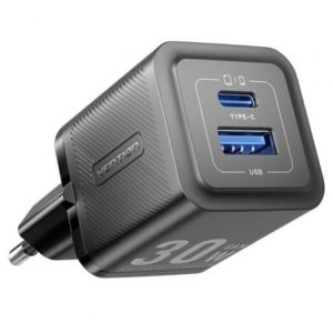 Carregador de Parede GaN Vention FEQB0-EU/ 1xUSB Tipo-C/ 1xUSB/ 30W