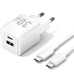Carregador de Parede GaN Vention TZ-FEQW0-EU-01/ 1xUSB Tipo-C/ 1xUSB + Cabo USB Tip