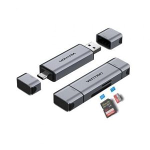 Leitor de Cartões Externo Vention CLKB0/ USB 3.0 e USB Tipo-C