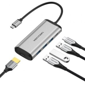 Docking USB Tipo-C Vention CNBHB/ 1xHDMI 4K/ 3xUSB/ 1xUSB Tipo-C PD/ Cinzento