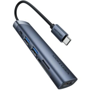 Docking USB Tipo-C Vention THJHB/ 1xHDMI 4K/ 2xUSB/ 1xUSB Tipo-C PD/ Cinz
