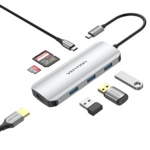 Docking USB Tipo-C Vention TOJHB/ 1xHDMI 4K/ 3xUSB/ 1xUSB Tipo-C/ 1xLe