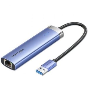 Hub USB 3.0 Vention TGFSB/ 3xUSB/ 1xRJ45/ 1xUSB Tipo-C PD/ Azul