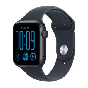 Apple Watch SE 3 (GPS) - 44 mm - alumínio meia-noite - relógio inteligente Com banda de desporto - borracha - azul marinho - tamanho da banda: S/M - 64 GB - Wi-Fi 4, Bluetooth - 32.9 g