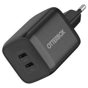 OtterBox Standard - Adaptador de alimentação - 65 watt - 3 A - PD/PPS, Fast Charge - 2 conectores de saída (USB-C) - preto - Europa (excluíndo RU)