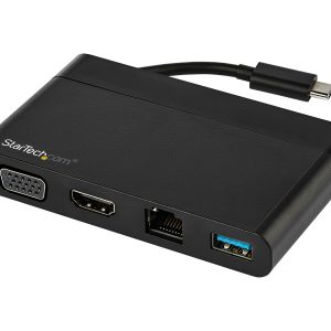 Startech USB C Multiport Adapter with HDMI, VGA, Gigabit Ethernet & USB 3.0, USB C to 4K HDMI or 1080p VGA Display Mini Dock Hub, USB Type-C Travel Docking Station for USB-C Laptops - Portable USB-C Dock (DKT30CHVCM) - Estação de engate - USB-C - VGA