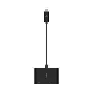 Belkin USB-C to VGA + Charge Adapter - Adaptador de vídeo - USB-C macho para HD-15 (VGA), USB-C (alimentação apenas) fêmea - preto - assistência 1080p, USB Power Delivery (60W)