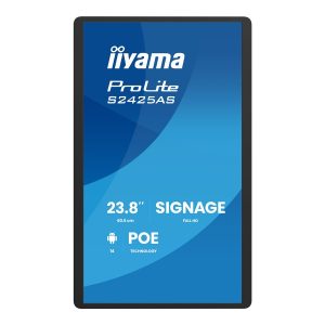 iiyama ProLite S2425AS-B1P - 24" Classe Diagonal (23.8" visível) monitor plano LCD - sinalização digital - com leitor multimédia SoC incorporado - Android - 1080p 1920 x 1080 - mate, preto