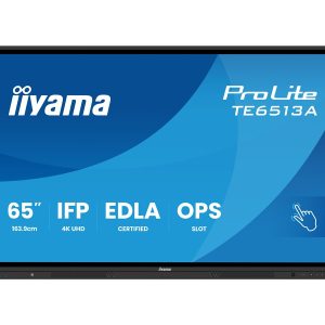iiyama ProLite TE6513A-B2AG - 65" Classe Diagonal (64.5" visível) ecrã LCD com luz de fundo LED - sinalização digital interativa - com tela sensível ao toque (multi toque) / capacidade opcional de PC embutido - 4K UHD (2160p) 3840 x 2160 - moldura pr