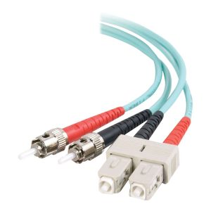 C2G SC-ST 10Gb 50/125 OM3 Duplex Multimode PVC Fiber Optic Cable (LSZH) - Cabo de rede - ST multi-modos (M) para SC multi-modos (M) - 10 m - 10 m - fibra óptica - duplex - 50 / 125 micron - OM3 - sem halogéneo - aqua