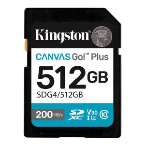 Kingston Canvas Go! Plus - Cartão de memória flash - 512 GB - Video Class V30 / UHS-I U3 / Class10 - SDXC UHS-I