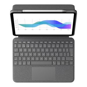 Logitech Folio Touch - Teclado e pasta de folio - com trackpad - retroiluminação - Apple Smart connector - QWERTY - Reino Unido - cinzento oxford - para Apple 10.9-inch iPad Air (4ª geração, 5ª geração)
