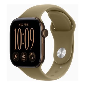 Apple Watch Series 12 (GPS + Cellular) - 42 mm - alumínio bronze escuro - relógio inteligente Com banda de desporto - borracha - azeitona - tamanho da banda: S/M - 64 GB - Bluetooth, Wi-Fi 4, UWB, LTE - 5G - 31.5 g