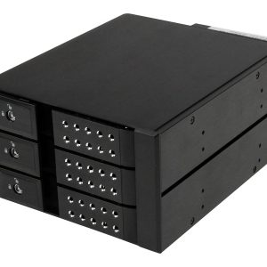 Startech 3-Bay Hot Swap Backplane for 3.5in SAS II/SATA III - 6 Gbps HDD - Aluminum Trayless Mobile Rack Backplane (HSB3SATSASBA) - Bastidor móvel de armazenamento - 2.5" - preto - para P/N: 25SAT35HDD, PEXMSATA3422, PEXMSATA343